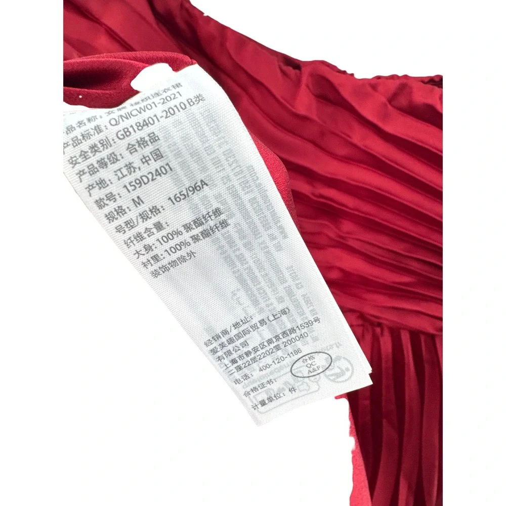 Abercrombie & Fitch Gisele Maxi Dress Medium Wine Red One Shoulder Pleated NWT